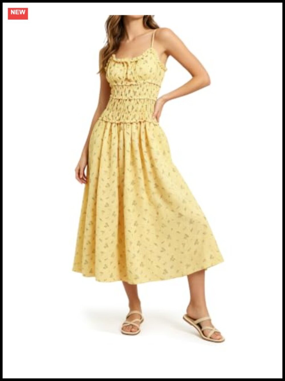 Women's Square Neck Spaghetti Strap Floral Maxi Sundress Chiffon